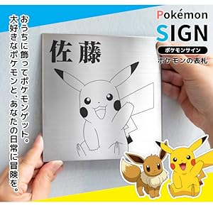 ポケットモンスター　初期ポケモン柄　ピカチュウ 表札　ネームプレート　レトロ Amazon.co.jp: ポケモンの表札「Pokémon SIGN」ステンレスタイプ