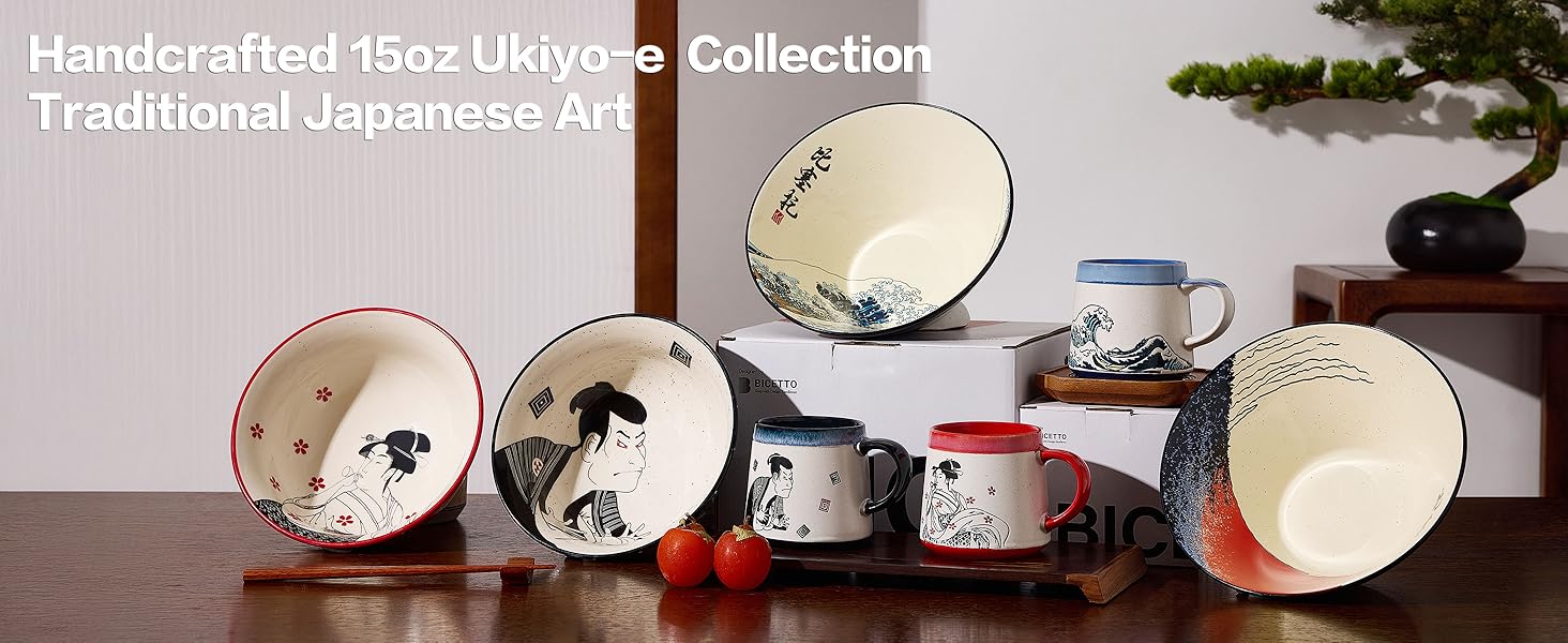 Bicetto, Header, Japanese mug, ukiyo-e, coffee mug, ceramic coffee mug, tea mug