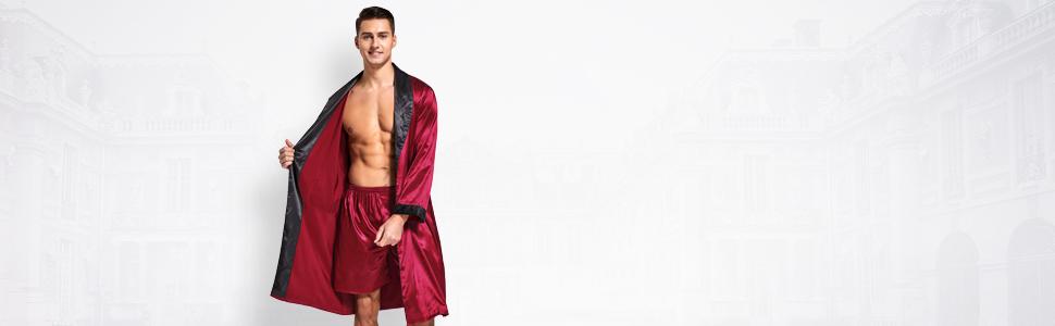men's robe with shorts set