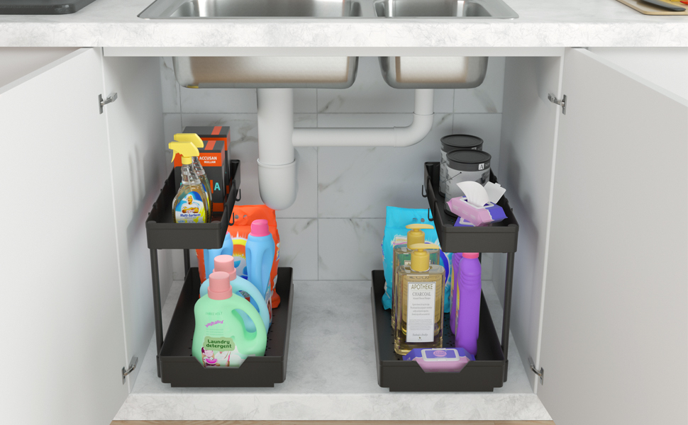 petisal 2PACK Under Sink OrganizersPull Out