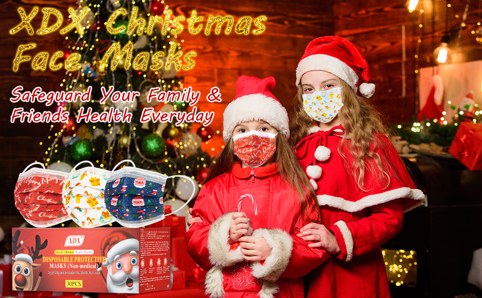 XDX Christmas Masks, Disposable Masks for Kids3 Cute