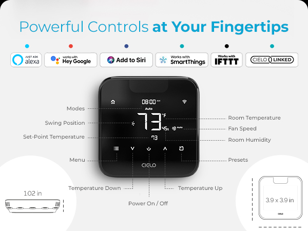 Breez Max is compatible with all smart home hubs and offers on-device controls