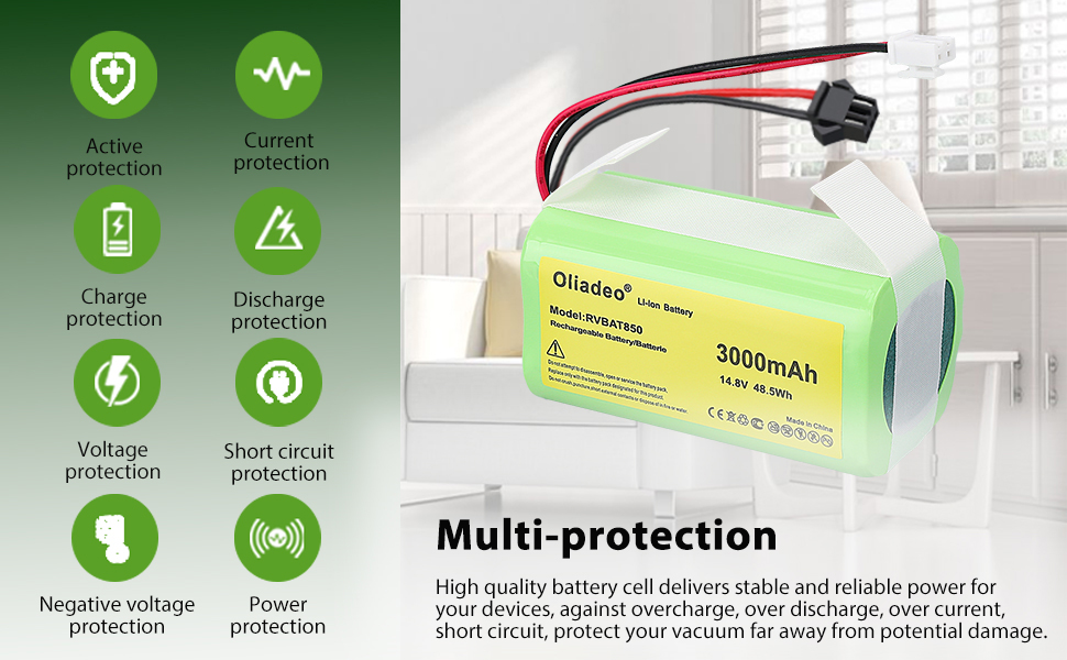 compatible with shark battery rvbat850 3000mah