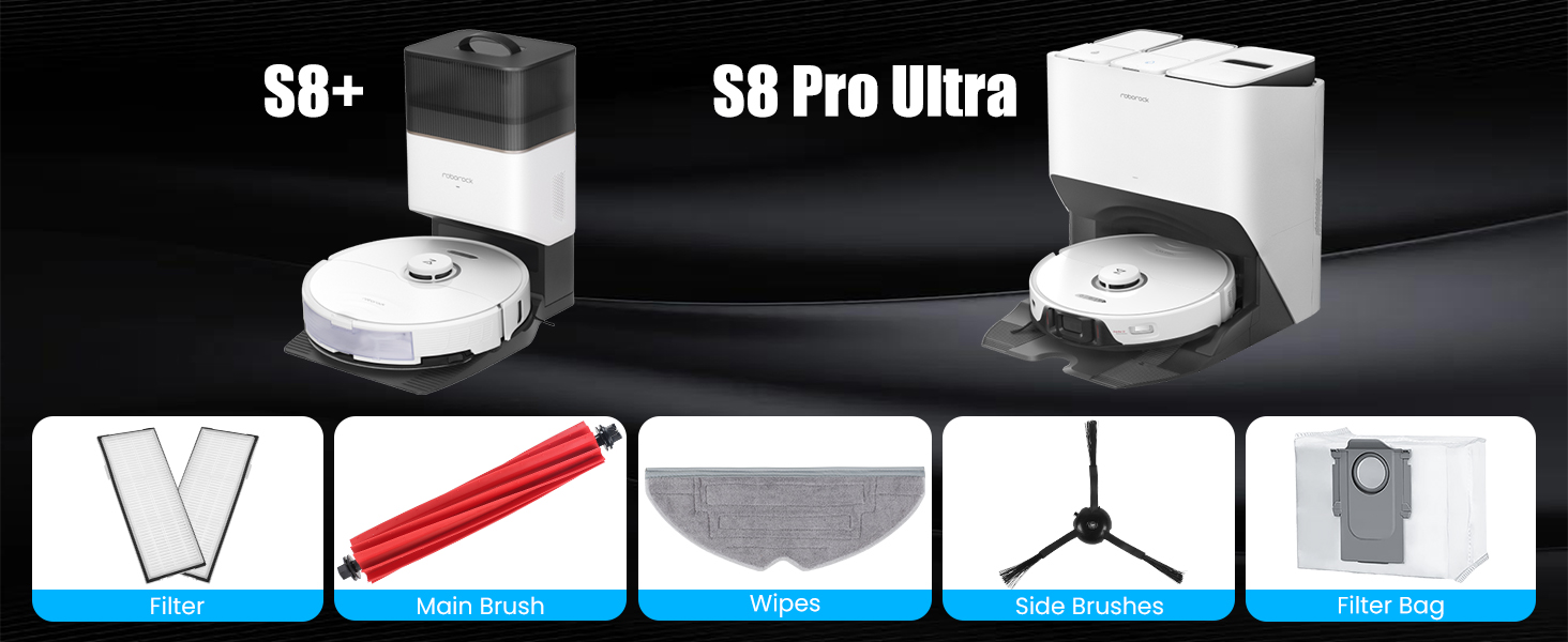 TAIKOUL Roborock s8 Pro Ultra Zubehör, 22 Stück Roborock s8 Zubehör Mit 4*Staubbeutel, 4*Filters