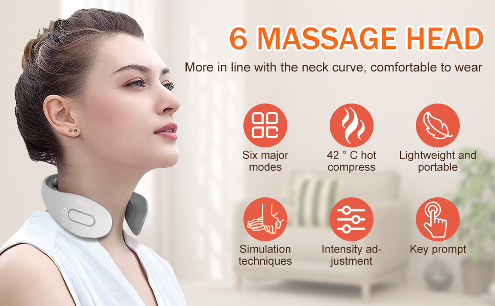 Nackenmassagegerät, 6 Kopf Intelligentes Nackenmassagegerät mit Heizung ...