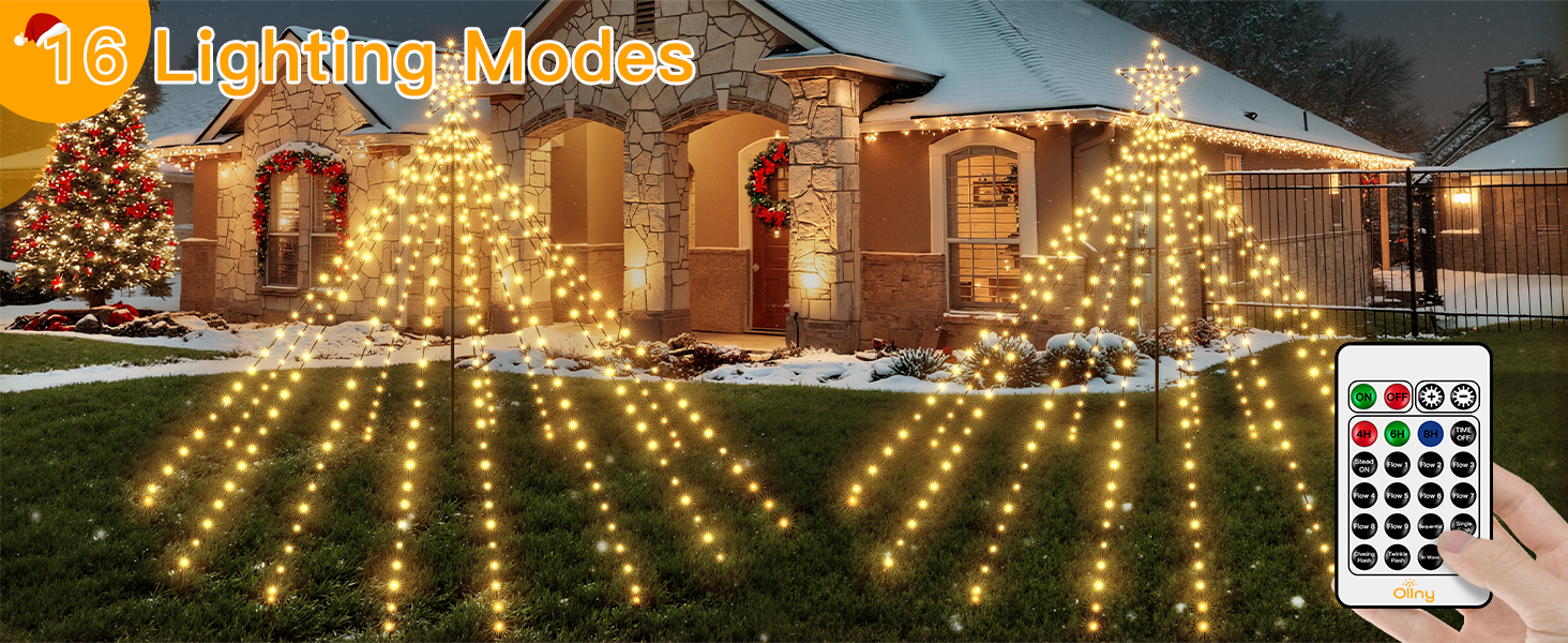 Text reads 'The Lighting Grooves'. String lights decoration setup with remote control, showing warm lighting arrangements in outdoor settings.
