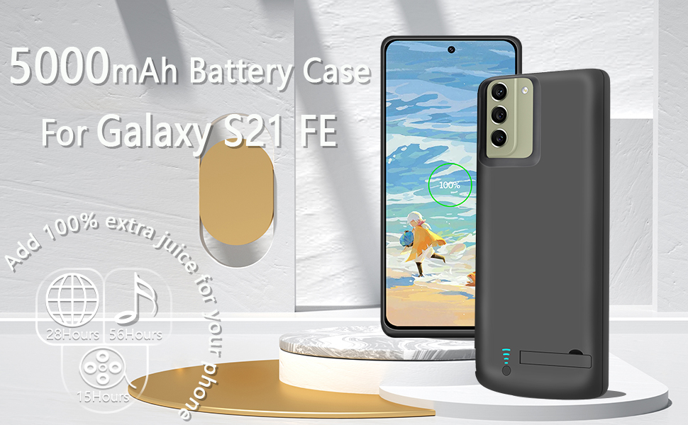 BAHOND Battery Case for Samsung Galaxy S21 FE 5G, 5000mAh Rechargeable