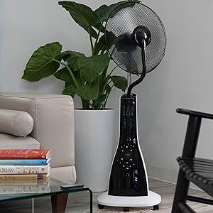 mist fan, mist-oscillating standing fan, fans for home, indoor mist fan, outdoor mist fan