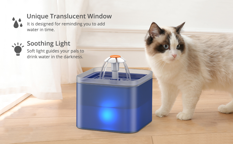 NICREW Cat Water Fountain, Ultra Quiet Cat Fountain with