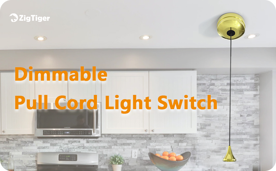 Zigtiger Pull Cord Dimmer Switch, Dimmable Pull Cord Light Switch 5
