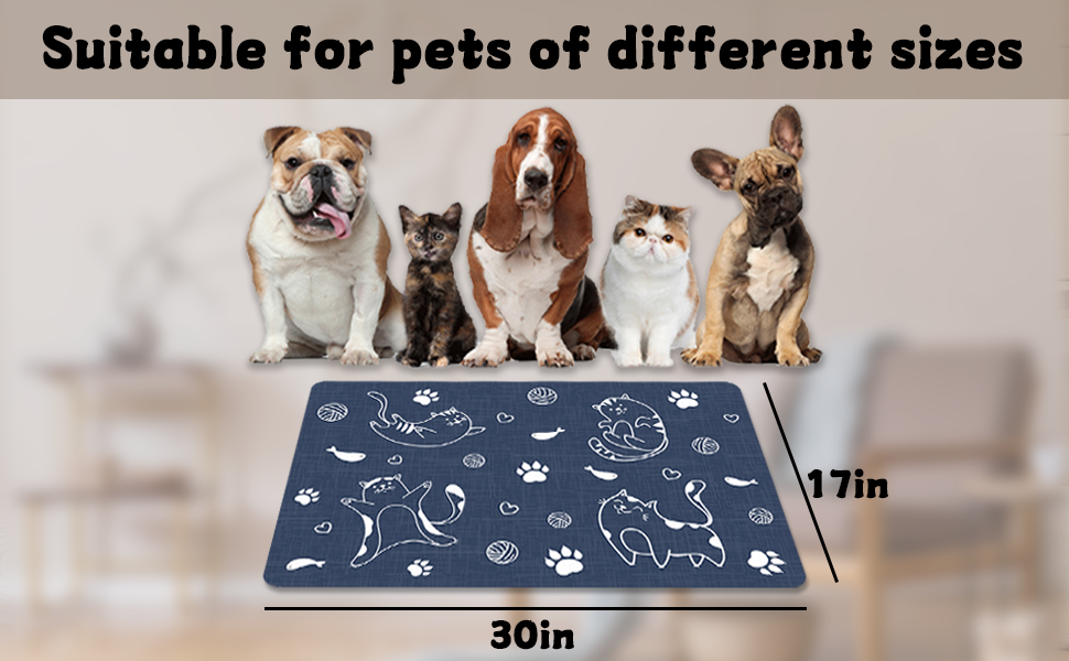 Pet Feeding Mat Absorbent Dog Food Mat No Stains Waterproof Dog Mat for Food and Water, Easy Clean Puppy Supplies Dog Accessories for Messy Drinkers(Blue-44x75 cm) 13 dog food mat