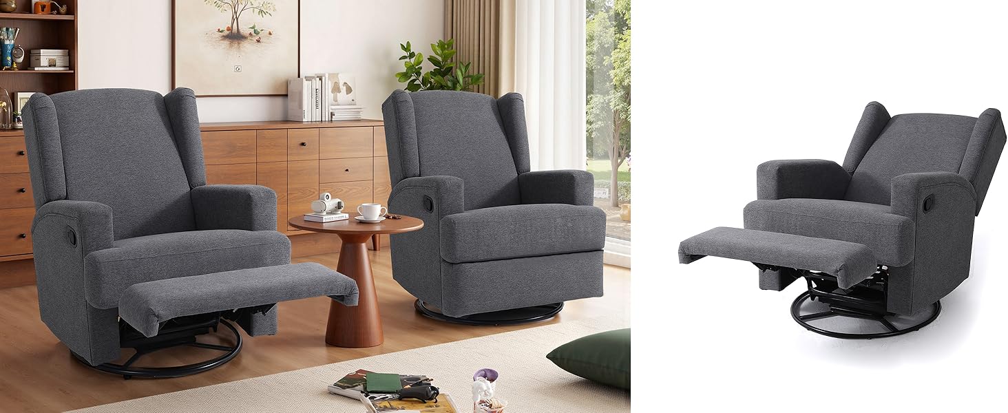 Swivel Glider Recliner Chairs - gray