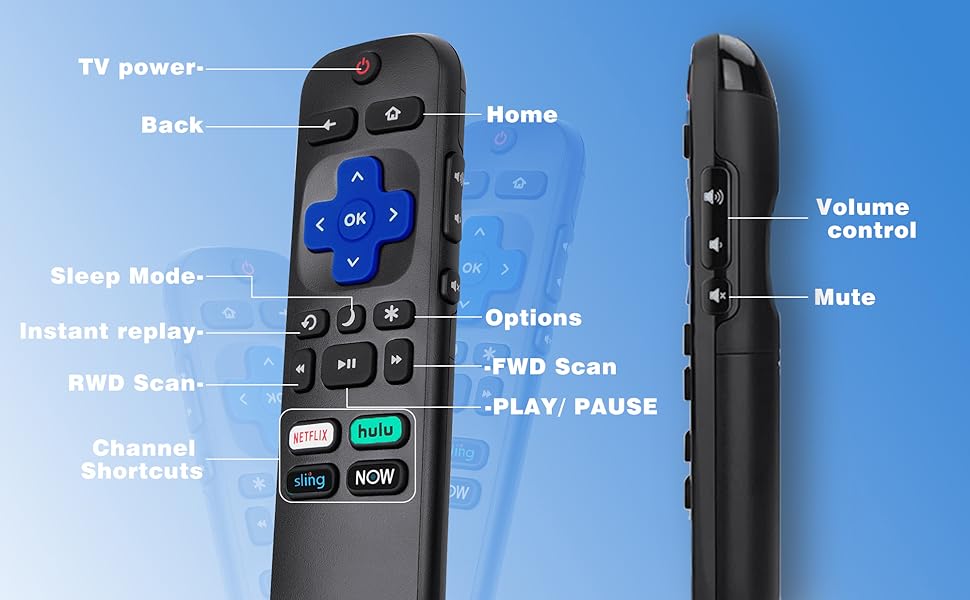 (2 Packs) Hisense Roku TV Remote w/Volume Control & TV