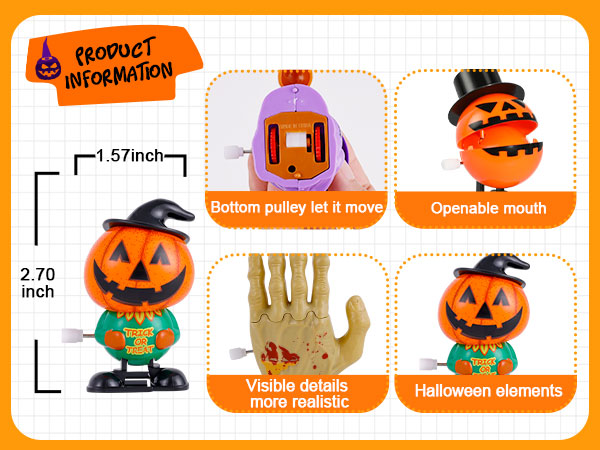 Halloween Wind Up Clockwork Toy Ghost&Pumpkin&Witch&Skull Jumping Toy For Party