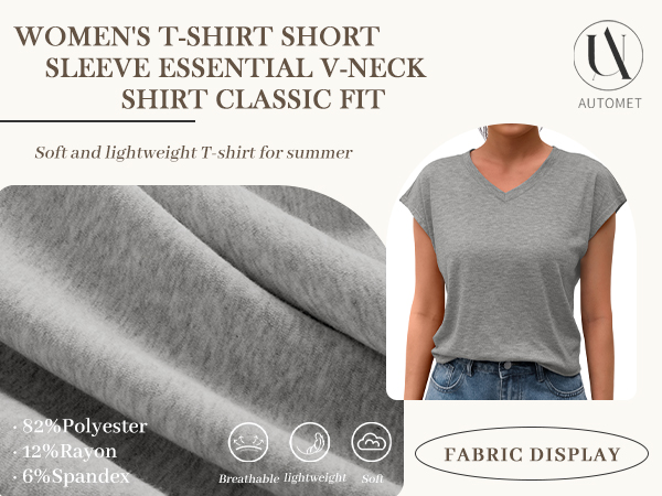 AUTOMET V Neck T Shirts for Women Spring Summer Fall Tops