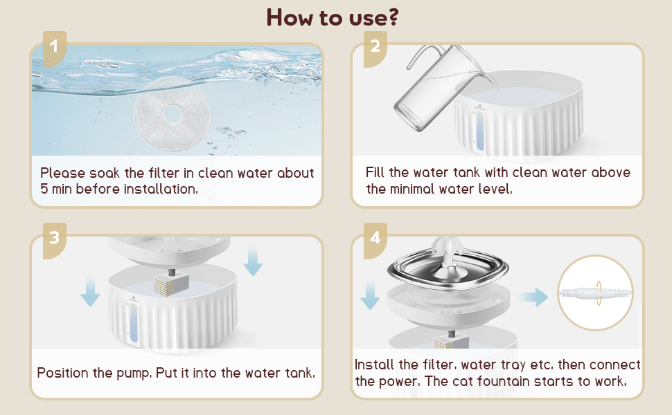 Cat Water Fountain, APETDOLA Cat Fountain Automatic with