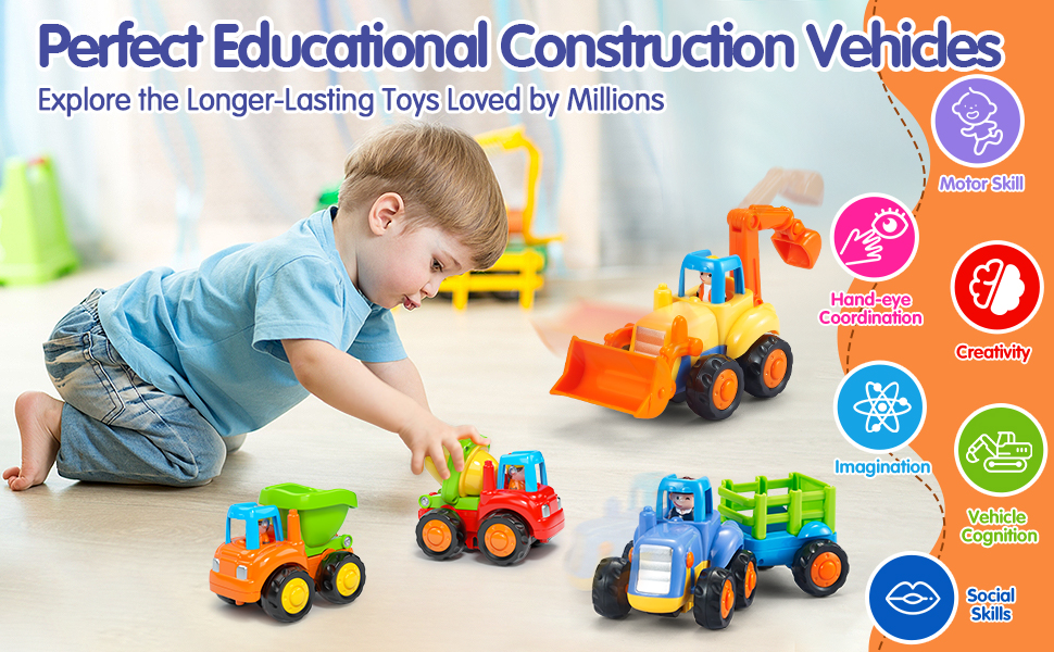 Baby Car Toys for 1 2 3 Year Old Boy Birthday Gifts, 4 PCS Toy Trucks 2