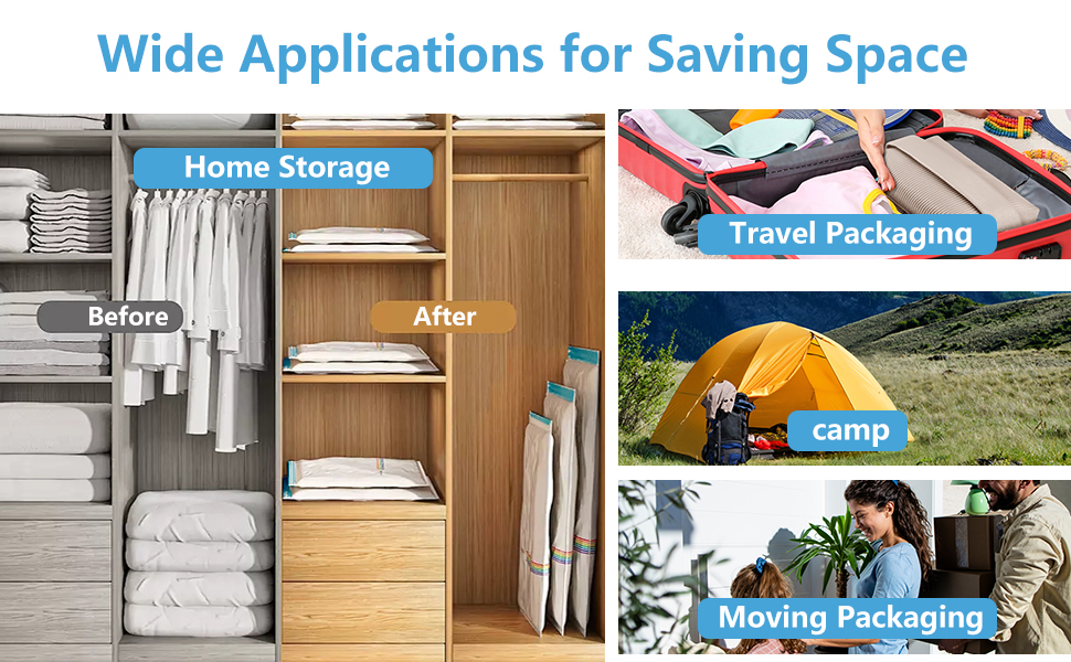 Sac sous Vide Vetement Aspirateur et Pompe Électrique 10 Pièces