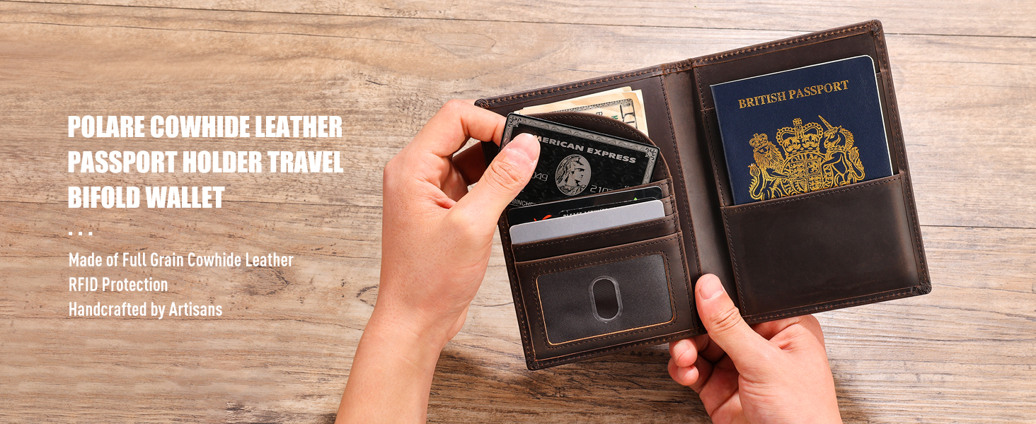 Polare Full Grain Leather Passport Holder RFID Blocking