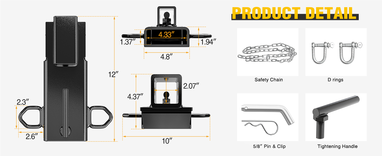 Nilight Tractor Bucket Hooks with Tie Down Ring