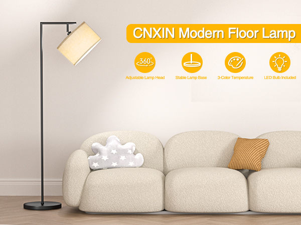 CNXIN Floor Lamp for Living Room with 3 Color Temperatures