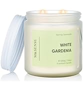 M&SENSE White Gardenia Scented Candles, 2 Wick Organic Natural Soy Candle for Home Decor, 11.6oz ...