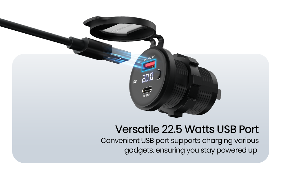 Portronics Spark 51W Multi-Vehicle Phone Charger, 33W Type-C Power Delivery, 18W USB Fast Charging, Type-C & USB Dual Output, for Motorcycles & Scooters