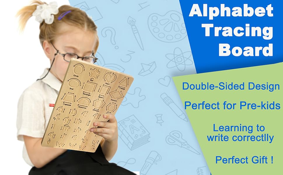 Wooden Letters Practicing Board 30x20cm Tracing Board DoubleSided Wooden Writing Board