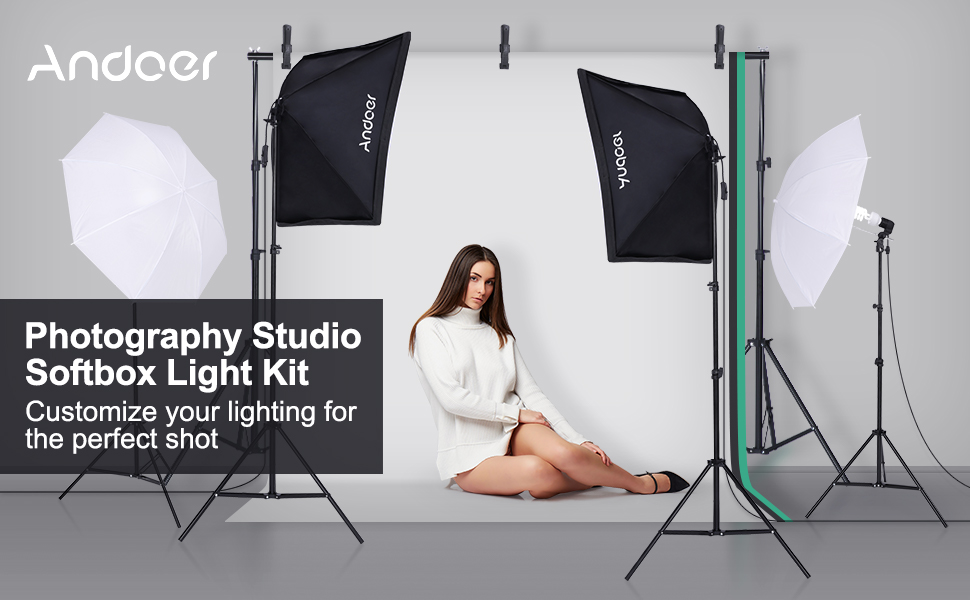 Andoer Studio Photography Light Kit Softbox Lighting Set Including 45W