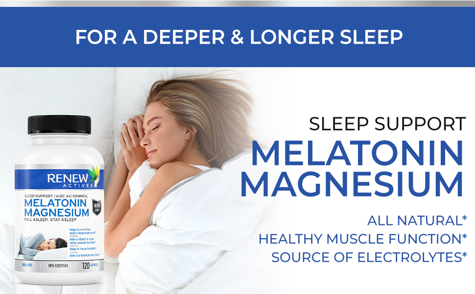 Renew Actives MAXIMUM STRENGTH Melatonin with Magnesium. 10mg of