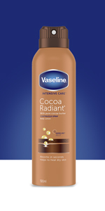 Vaseline Intensive Care Cocoa Radiant Body Lotion Spray 190 ml, non-greasy formula w/ Vaseline Jelly