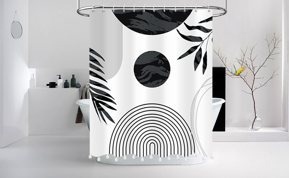 TOENGS Boho Shower Curtains for Bathroom Black and White