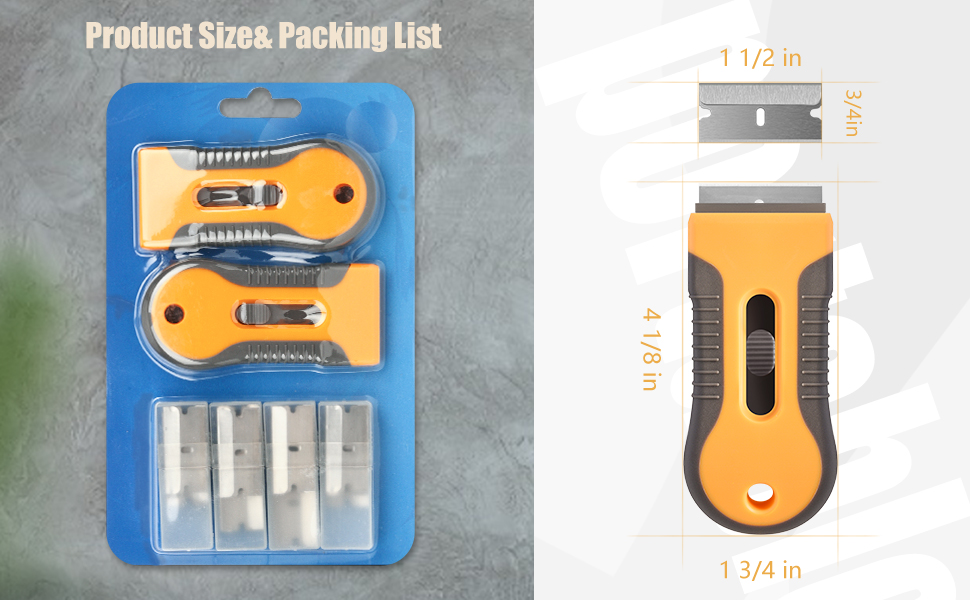 Razor Blade Scraper, 2 Pcs Plastic Retractable Razor Scraper with 40