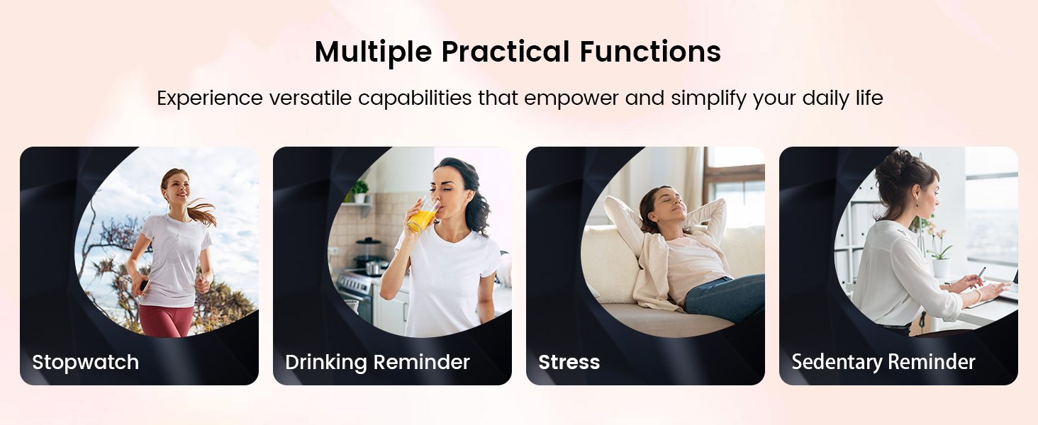 Text reads 'Multiple Practical Functions'. Instructional diagram showing various seated positions and adjustments for medical or dental examination chair.