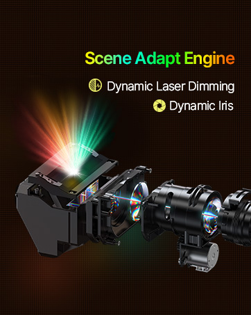 A beam of light has passed through the projector's optical system.