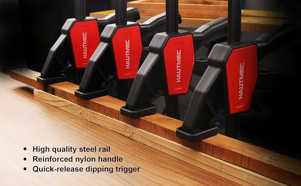 HAUTMEC Bar Clamps for Woodworking,One Handed Quick Grip Clamp/Spreader