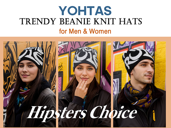 YOHTAS Y2k Beanie Hat Knit Skull Cap Streetwear Headwear Design