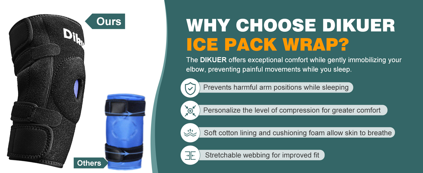 DIKUER Elbow Ice Pack Wrap for Tendonitis and Tennis Elbow