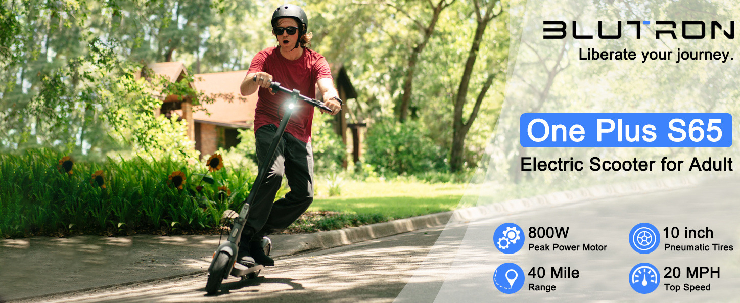 Blutron One Plus S65 Electric Scooter for Adults, 800W Peak Power Motor, 40 Miles Blutron One Plus S65 Electric Scooter for Adults, 800W Peak Power Motor, 40 Miles