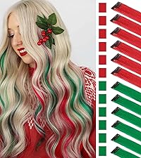 colour hair extension green red Christmas