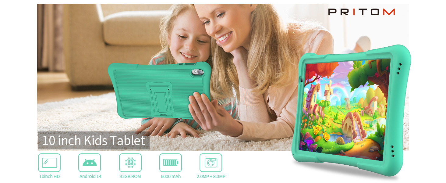 Kids tablet 10 inch Green