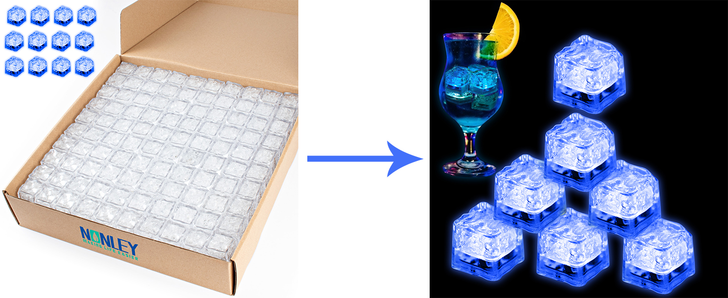 Light Up Ice Cubes Bulk, 200 PCS Pink Led Ice Cubes for