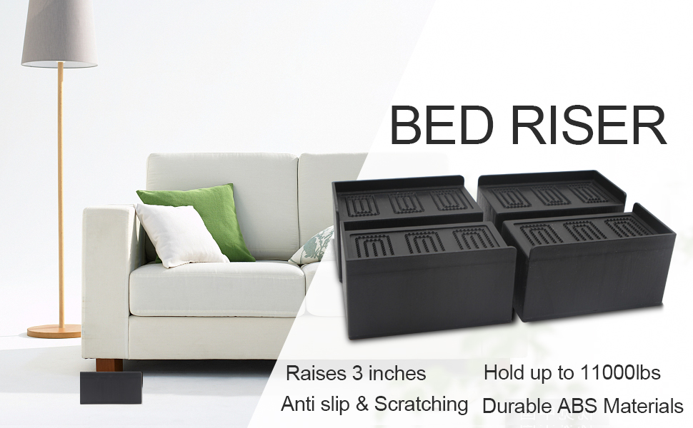 MYMULIKE Bed Risers 3 inch, 11000lbs Heavy Duty Oversized