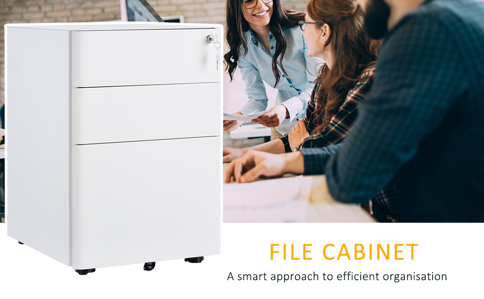 Vinsetto Metal Filing 3 Drawer, Vertical File with Lock