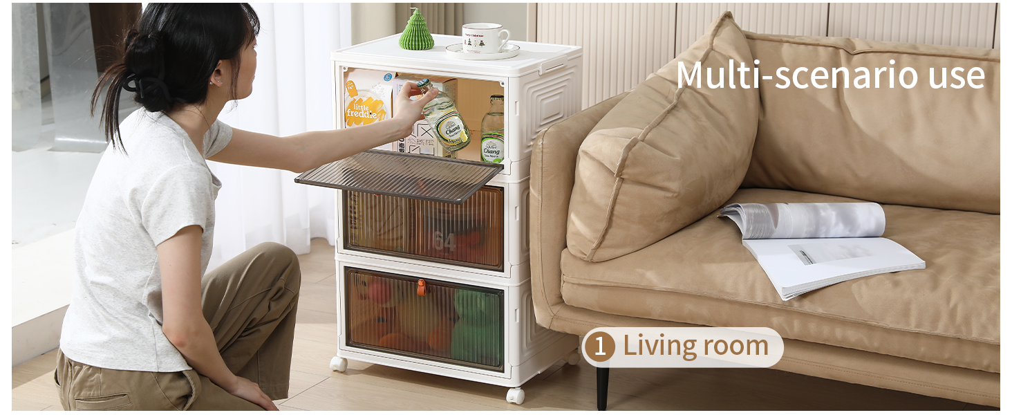 3 Tier Plastic Storage Bins with Lids, 23 QT Closet