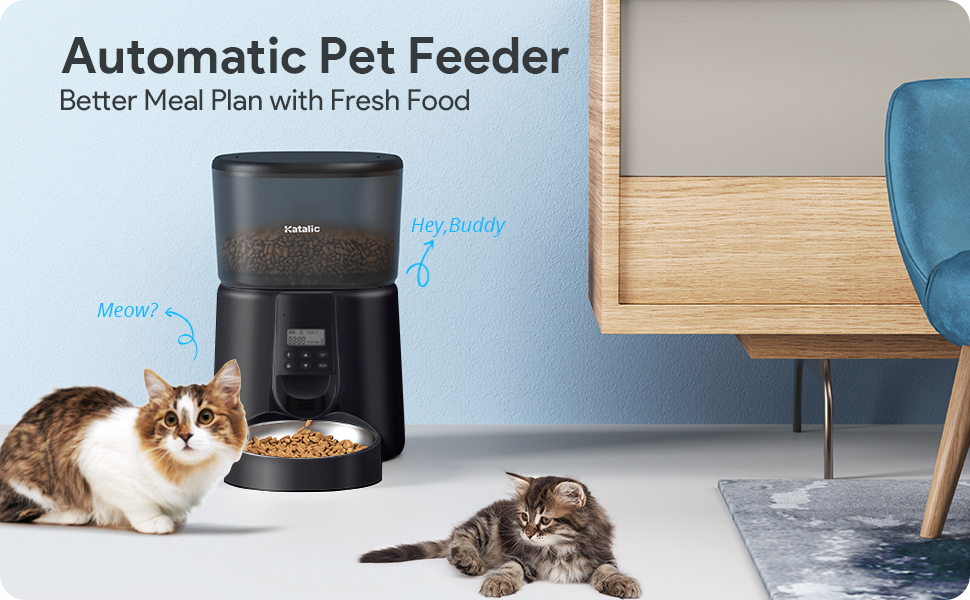 Pet Supplies Katalic Automatic Cat Feeders,ClogFree 4L Cat Food