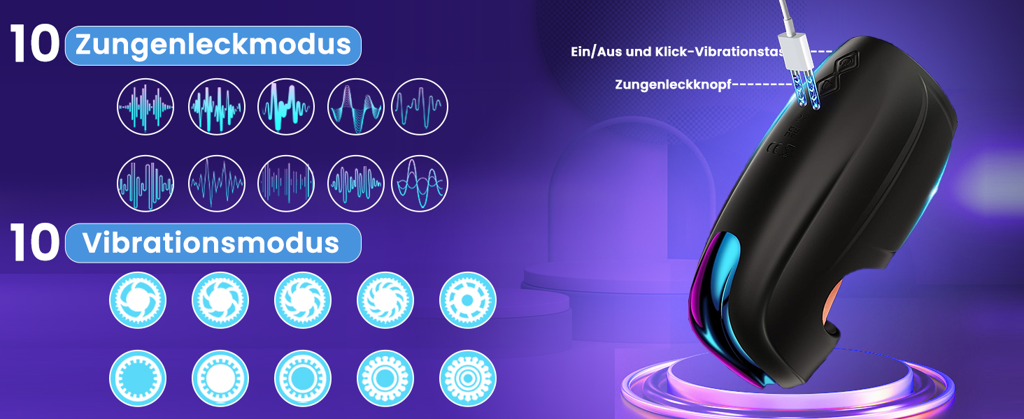 Elektrische eikelvibrator, eikelstimulator, penistrainingvibrator met 10 likmodi