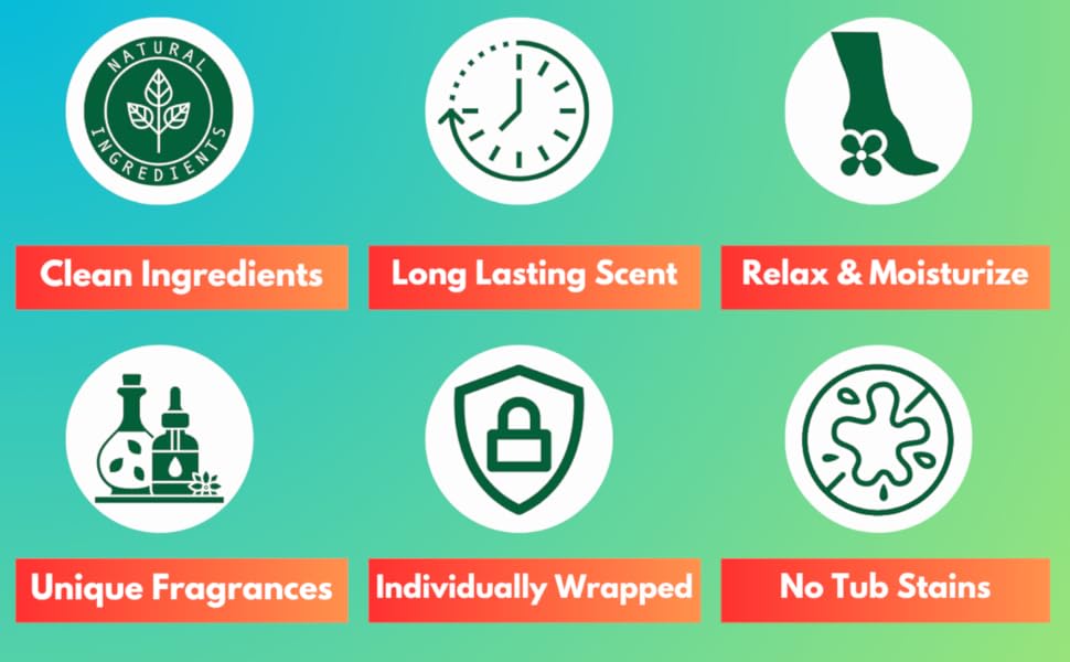 clean ingredients, long lasting scent, relax & moisturize, bath bombs, bath bomb