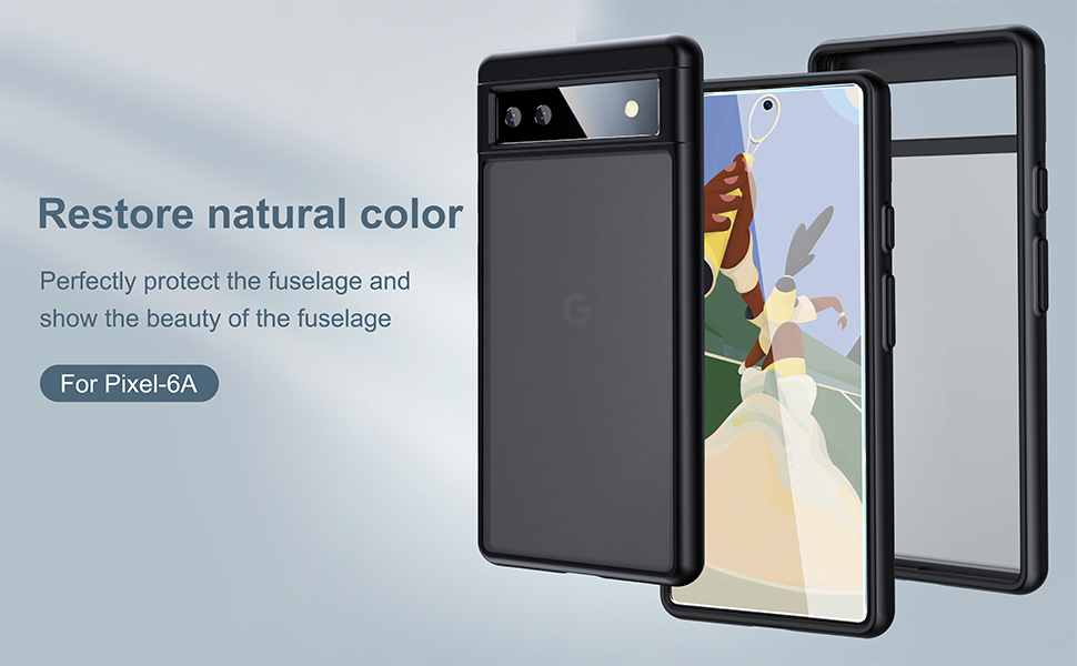 UniqueMe [5in1] for Google Pixel 6A Case Black(1 Cover + 2 Screen Protector + 2 Camera Lens