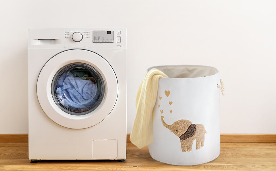 INough Baby Laundry Basket Laundry Hamper, Canvas 58L XL